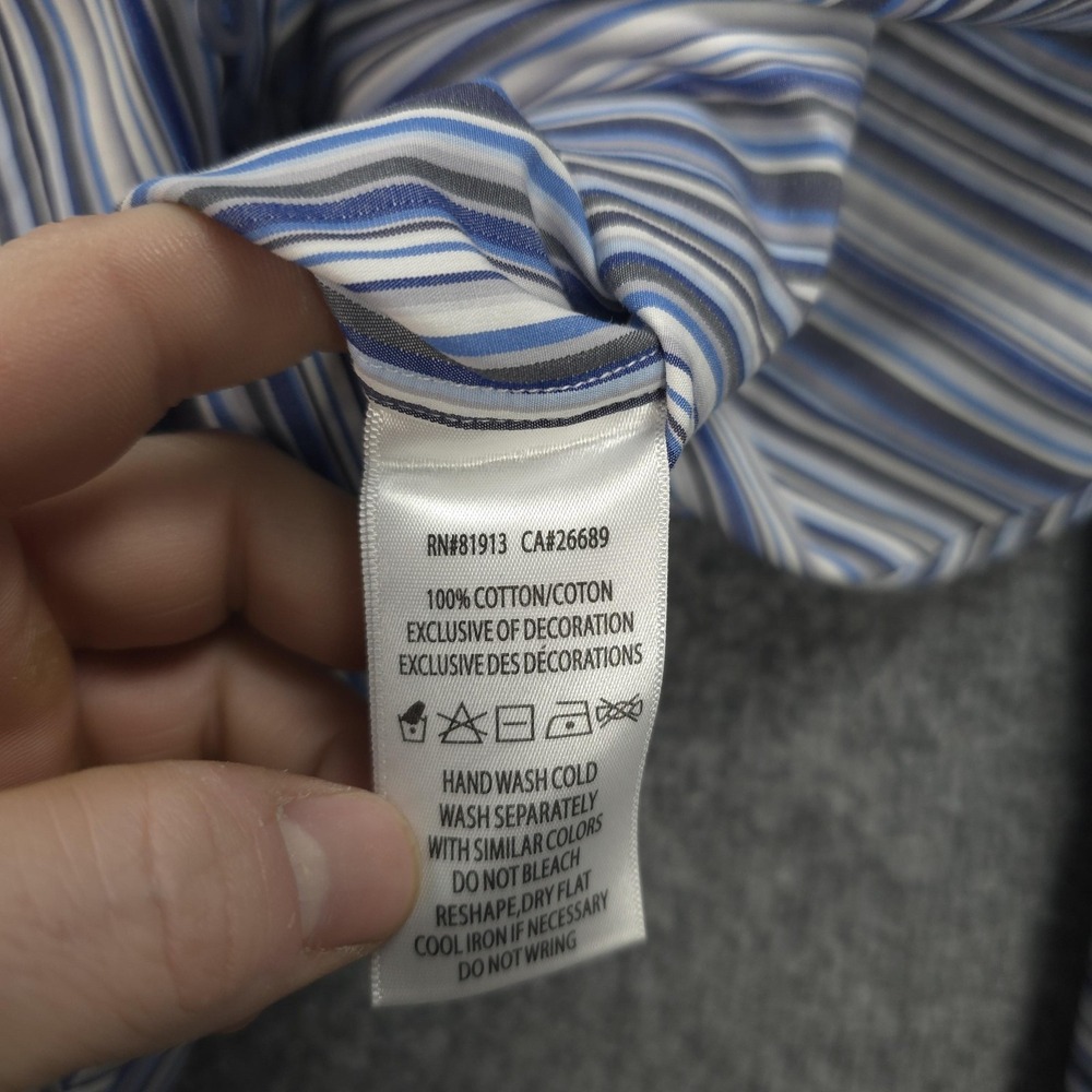 Robert Graham Shirt Mens M Blue Stripe Floral Contrast Flip Cuff Casual Preppy‎ - Picture 8 of 14